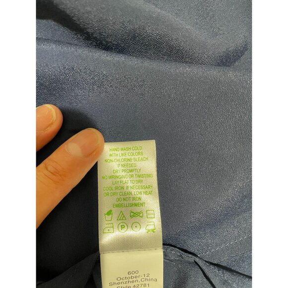 Lilly Pulitzer Navy Embellished Neckline Blouse S 100% Polyester - Picture 7 of 13